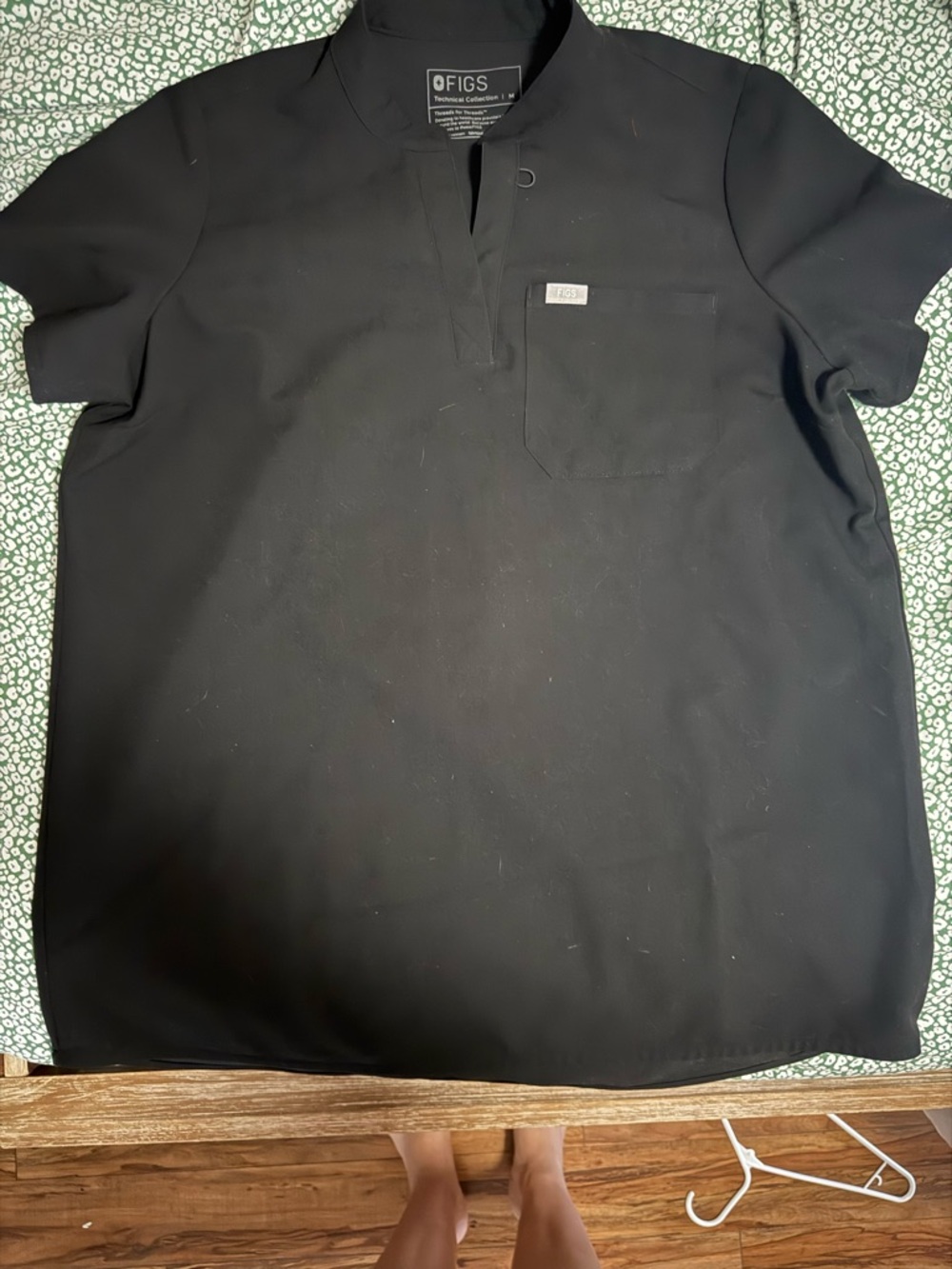 FIGS women’s Black Short-Sleeve Maternity Top